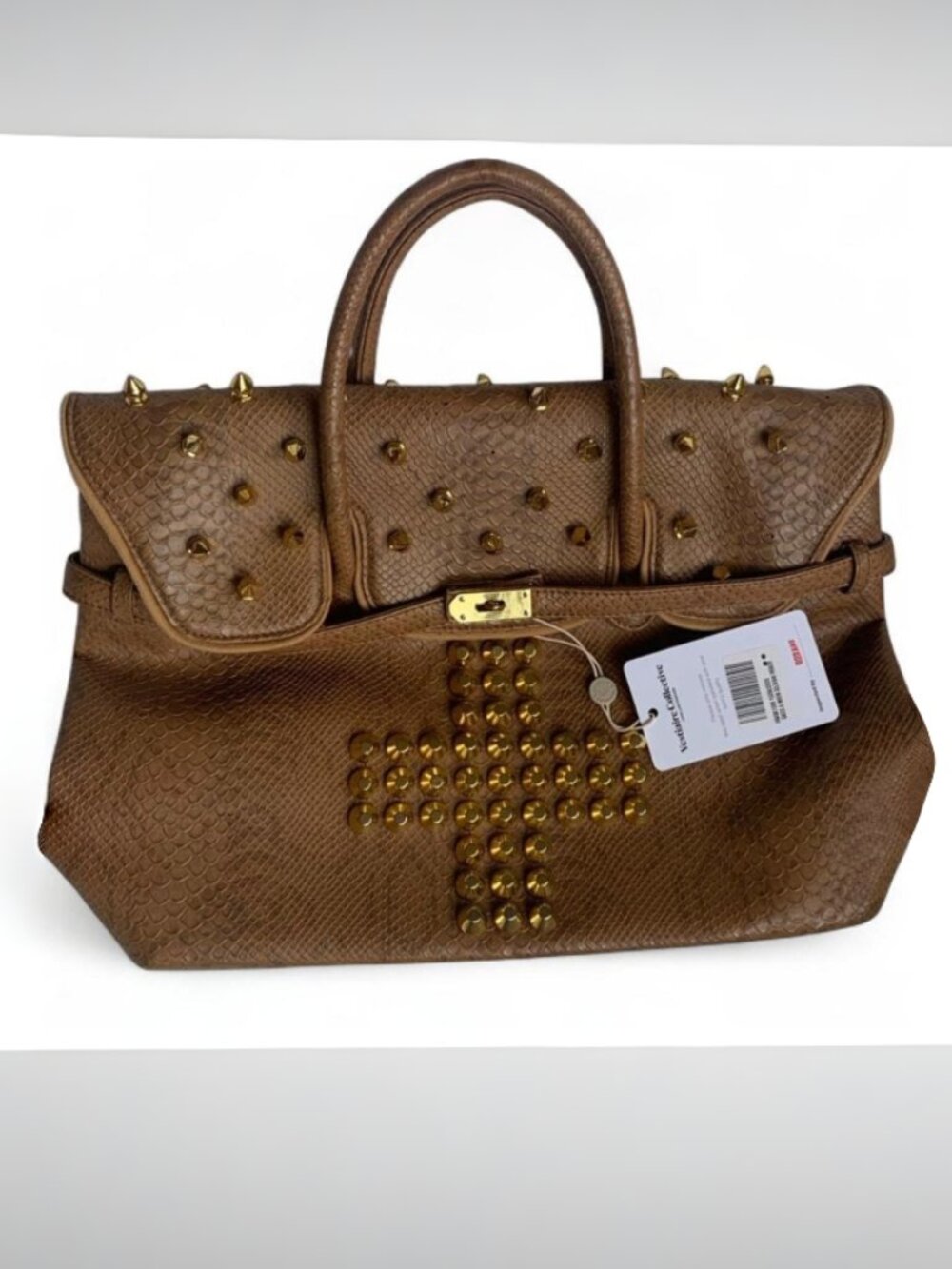 Vintage Studded Cross Firkin Bag